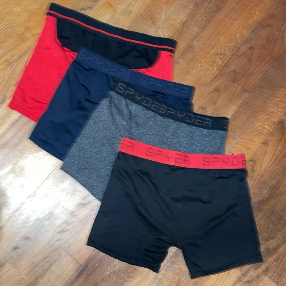 •SPYDER•NWOB BLACK, RED, & GRAY BUNDLE OF 4- BOXER BRIEFS SIZE MEDIUM (32-34)